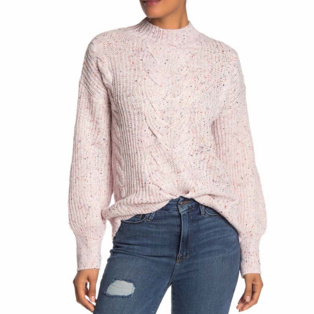 ADY P Mock Neck Cable Knit Sweater Size Large